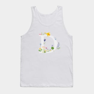 botanical monogram alphabet d wildflowers Tank Top